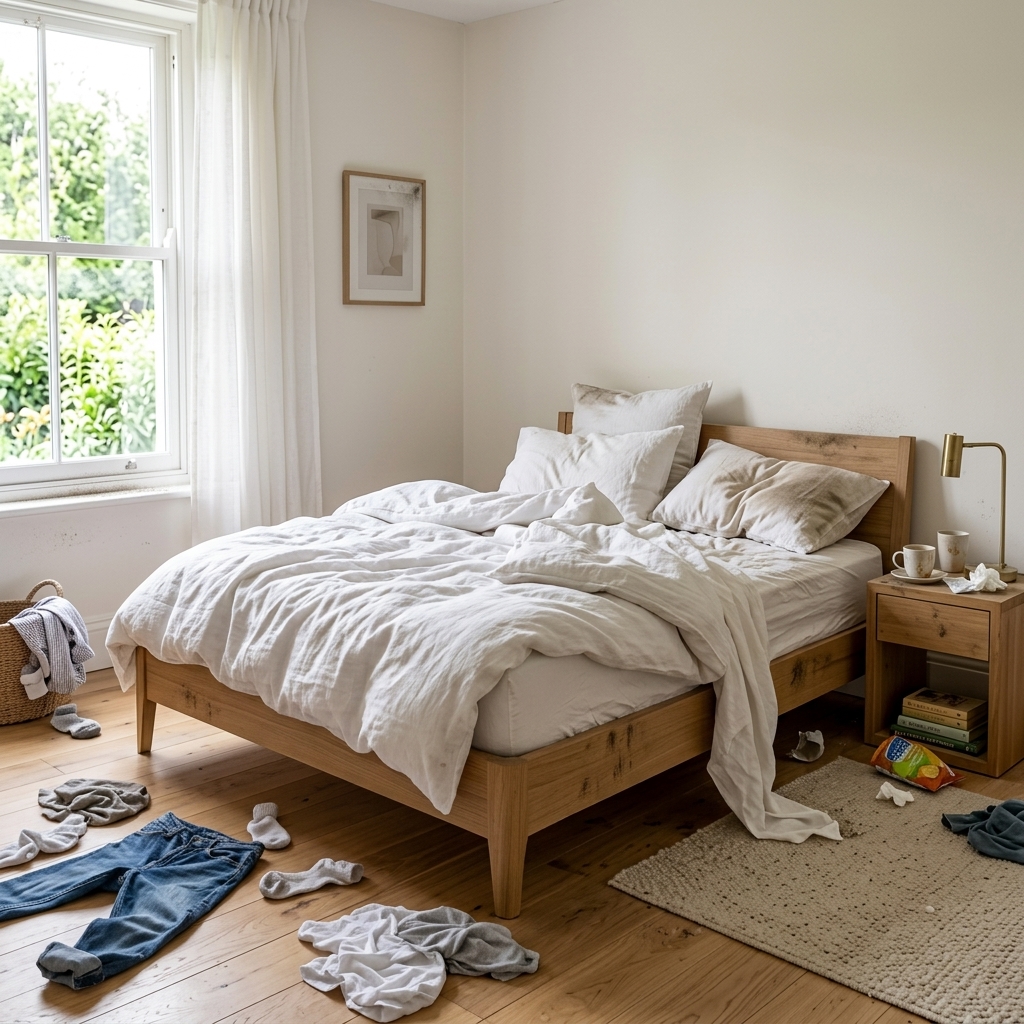 Cozy Guest Bedroom Before Cleaning